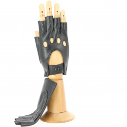 Women's Black Leather Driving Fingerless Gloves - Glove Story