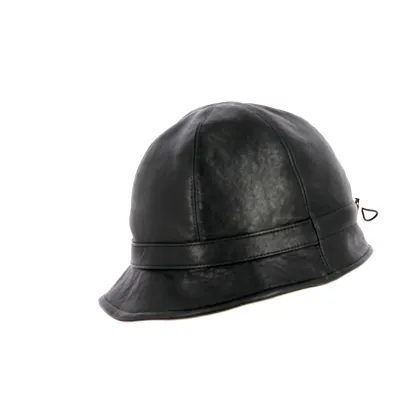 Black Leather Inforchia Cloche Hat - Traclet Reference: 11496 | Traclet Hat Shop