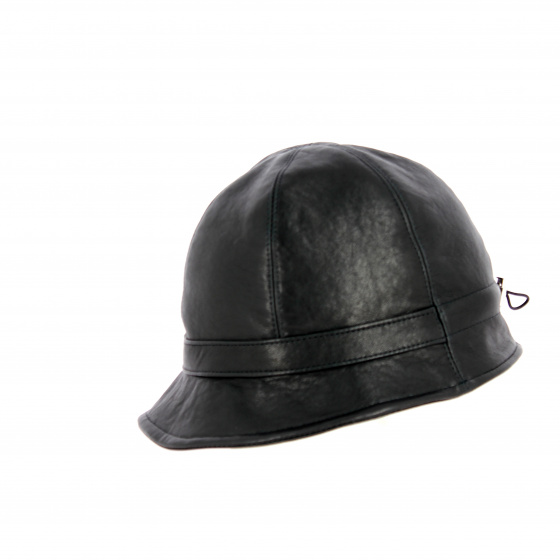 Chapeau Cloche Napoli Cuir Noir- Traclet