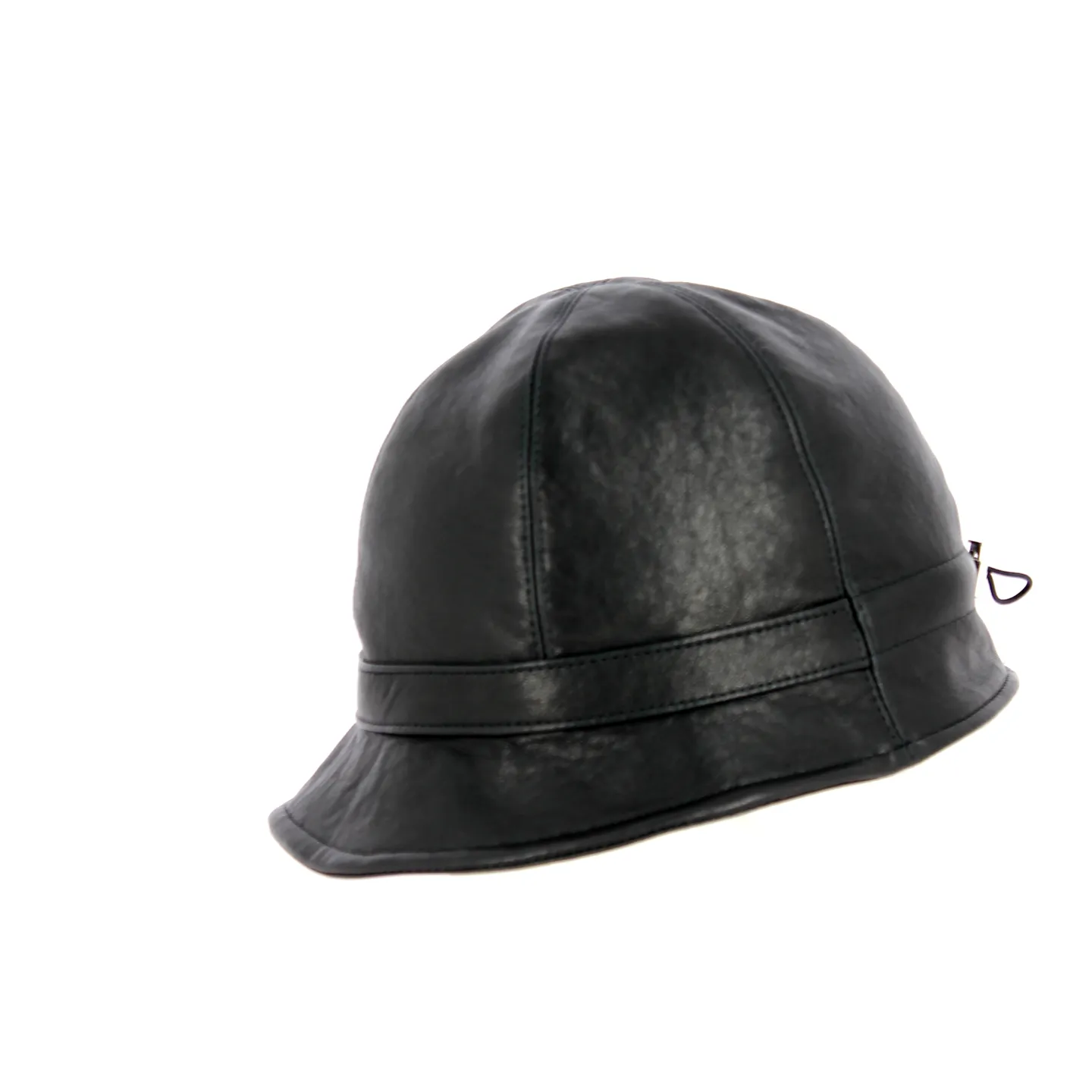 Black Leather Inforchia Cloche Hat - Traclet Reference: 11496 | Traclet Hat Shop