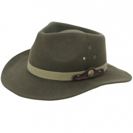 Chapeau Traveller Feutre Laine Olive- Traclet