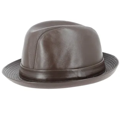 Chapeau Trilby Brazil Cuir Marron - Crambes Reference : 11504 | Chapellerie Traclet