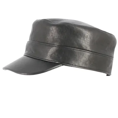 Casquette Cubaine Cuir Noire Booster- Traclet Reference : 3659 | Chapellerie Traclet