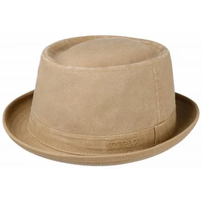 Washed Beige Organic Cotton PorkPie Nahuas - Stetson Reference: 3717 | Traclet Hat Shop