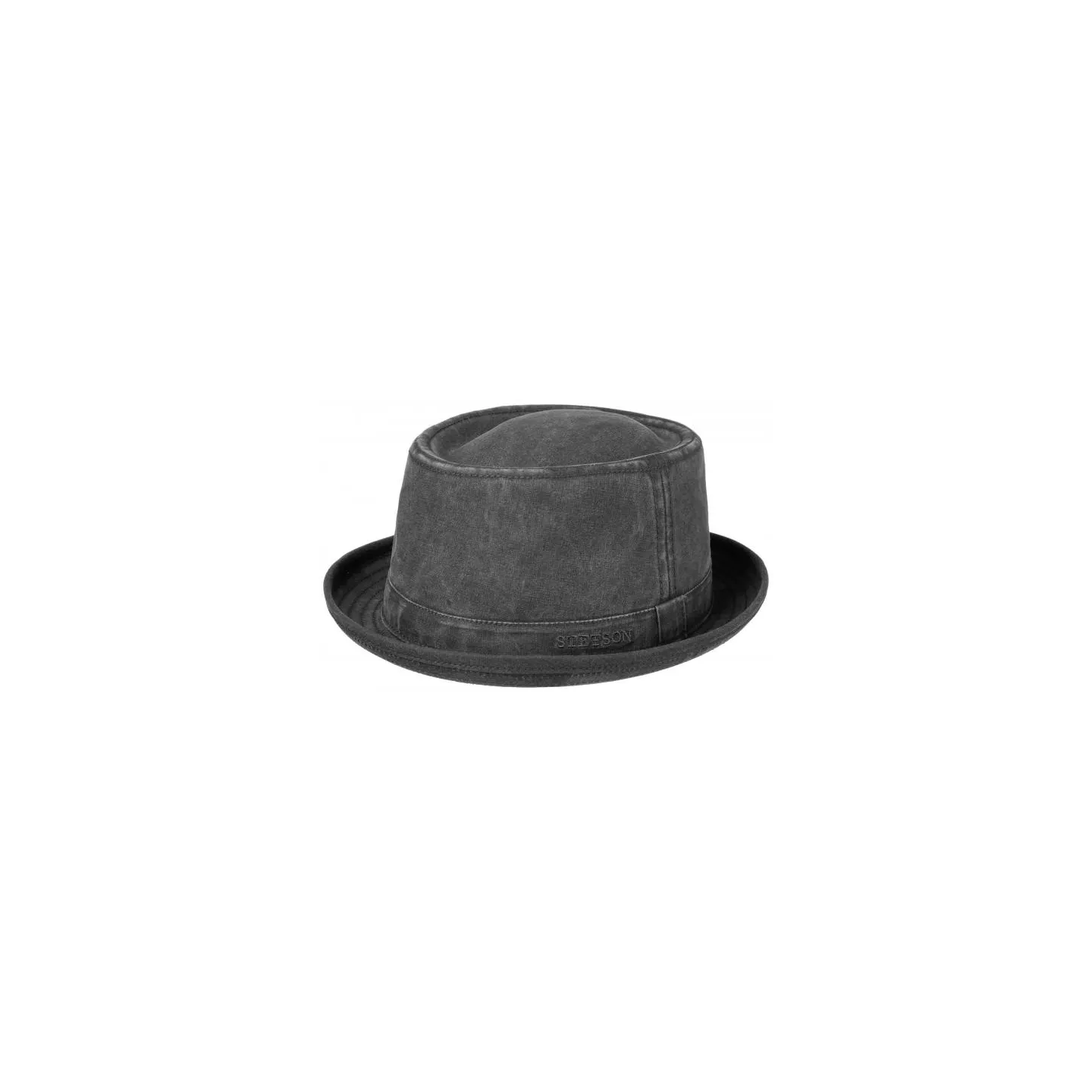 PorkPie Nahuas délavé Noir Coton Biologique - Stetson Reference : 8938 | Chapellerie Traclet