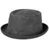 PorkPie Nahuas délavé Noir Coton Biologique - Stetson Reference : 8938 | Chapellerie Traclet