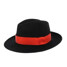 Chapeau Fedora Vanador Feutre Laine Noir ruban rouge Imperméable - Traclet