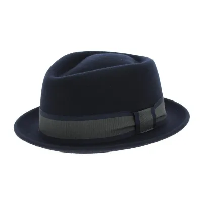 Chapeau PorkPie Mandai Feutre Laine Bleu - Traclet