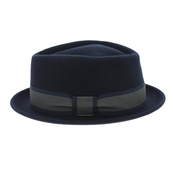 Chapeau PorkPie Mandai Feutre Laine Bleu - Traclet