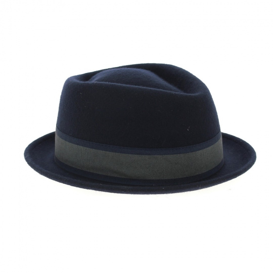 Chapeau PorkPie Mandai Feutre Laine Bleu - Traclet