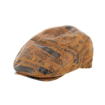 Casquette Cuir Plate Sprint cognac Reference : 11580 | Chapellerie Traclet