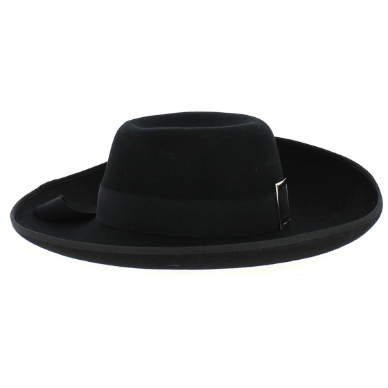 Black Felt Musketeer Hat - Traclet Black Felt Musketeer Hat - Traclet