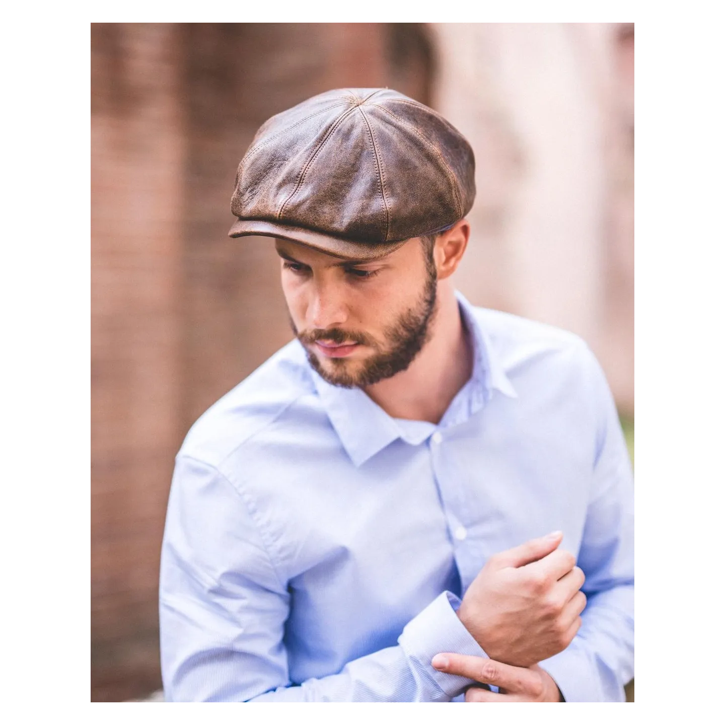 Casquette hatteras Houston cuir Vieilli - Crambes