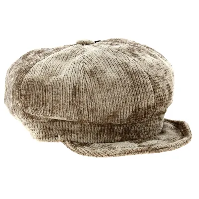 Mittelbraun Newsboy Velvet Cap - Brown Reference: 11319 | Traclet Hat Shop
