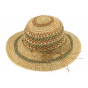 Sain-Bel Paper Straw Wide Brim Hat Beige & Khaki - Traclet