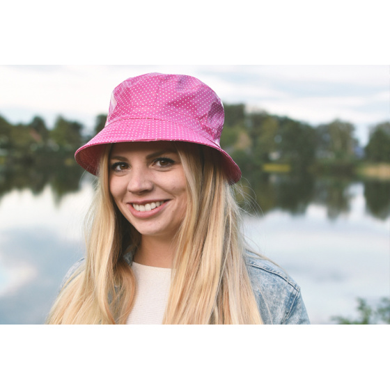Pink Polka Dot Rain Bucket Hat Charlotte - Traclet