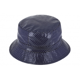 Navy Polka Dot Charlotte Rain Bucket Hat - Traclet