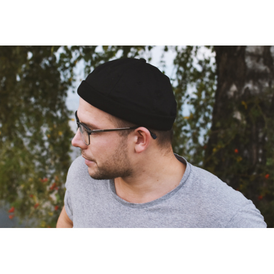 Black Cotton Cremone Docker Cap - Traclet