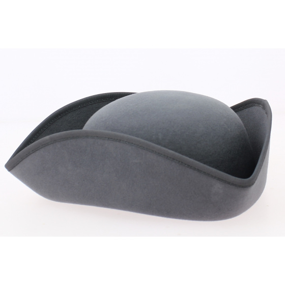 Petit Tricorne Feutre Laine Gris - Traclet