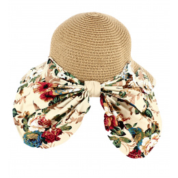 Palmira Floral Straw Neck Cover Cap Tobacco - Traclet
