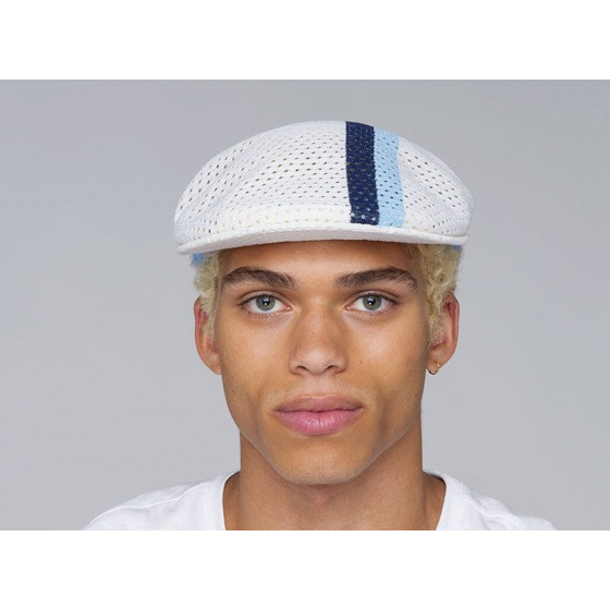 Casquette Plate Mesh-Stripe 504 Blanc- Kangol