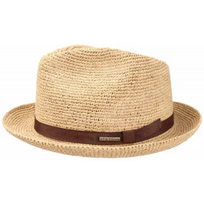 Stetson Mitchell Raffia Porkpie Hat - Brown Reference: 5457 | Traclet Hat Shop