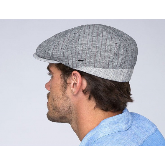 Grey Linen Lipsey Flat Cap - Bailey