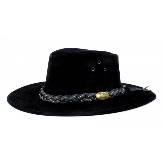 Black Wallaroo Leather Hat - Jacaru