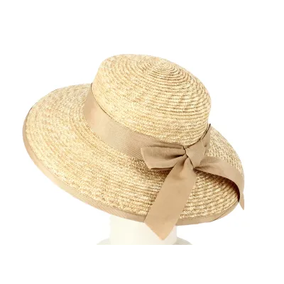 Chapeau Capeline Hepburn Paille Naturel Ruban Beige - Fléchet Reference : 11795 | Chapellerie Traclet