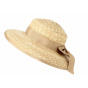 Hepburn Natural Straw Wide-Brimmed Hat with Beige Ribbon - Fléchet