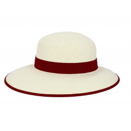 Natural Straw & Red Panama Wide Brim Hat - Traclet