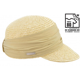 Natural Straw Cap in Linen Color - Seeberger