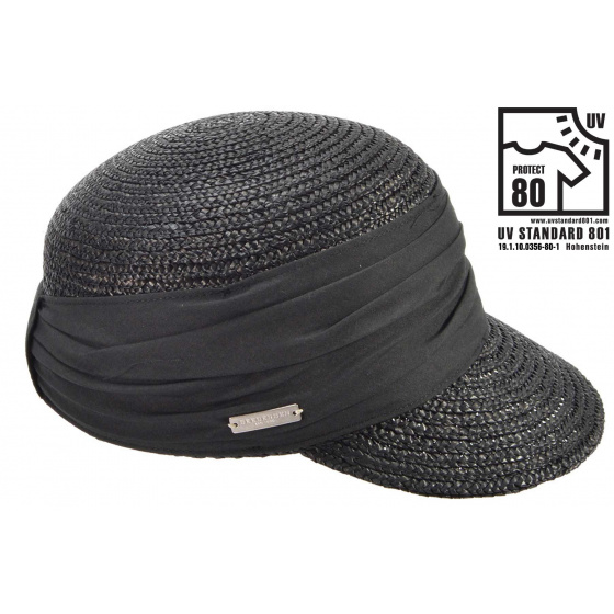 Black Natural Straw Cap - Seeberger