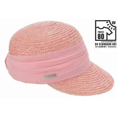 Casquette Paille Naturelle Rose - Seeberger Reference : 11891 | Chapellerie Traclet