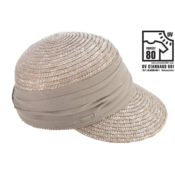 Natural Straw Pearl Grey Cap - Seeberger