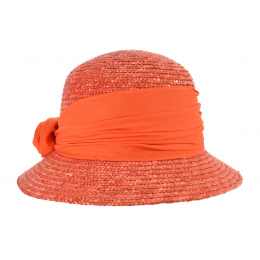 Chapeau Cloche Calvi Corail Paille Naturelle- Seeberger