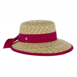 Cézanne Natural Straw Visor Cap Fuchsia - Fléchet