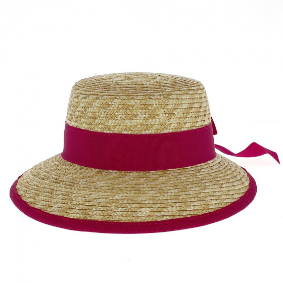 Cézanne Natural Straw Visor Cap Fuchsia - Fléchet