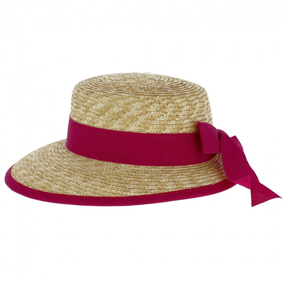 Casquette Visière Cézanne Paille Naturelle Fushia- Fléchet Casquette Visière Cézanne Paille Naturelle Fushia- Fléchet
