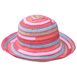 Nathalie Pink Fabric Wide-Brim Hat - Traclet