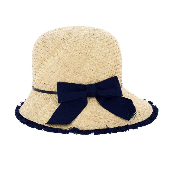 Christina Raffia Straw Cloche Hat - Traclet