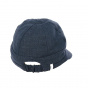Enuko Large Visor Navy Blue Linen Cap - Traclet
