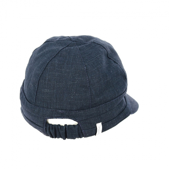 Enuko Large Visor Navy Blue Linen Cap - Traclet
