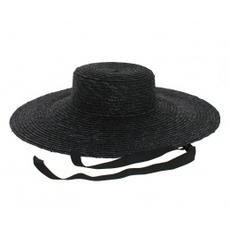 Black Straw Wide-Brimmed Hat - Sainte-Maxime - Traclet