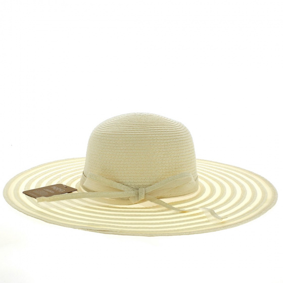 Santia Elegancia Beige Wide-Brimmed Hat - Traclet