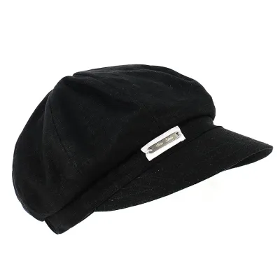 Special Edition Black Linen Newsboy Cap - MTM Reference: 12071 | Traclet Hat Shop