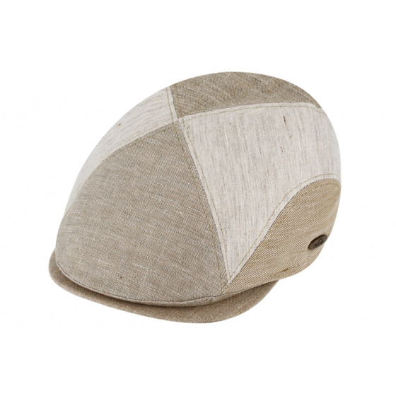 Beige Cotton & Linen Flat Cap- Traclet