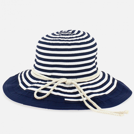 Royal Blue Sailor Stripe Wide-Brimmed Hat - Traclet