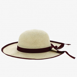 Caroll Panama Bordeaux Wide-Brimmed Hat - Traclet