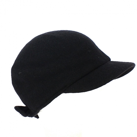 Casquette Gavroche Mélania Noire Laine - Traclet
